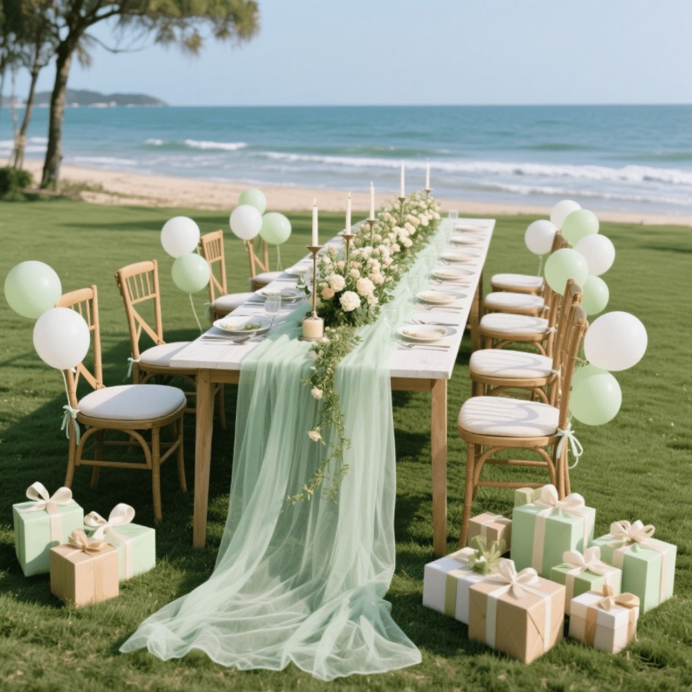 Home Office News - Chemin de table en tulle transparent